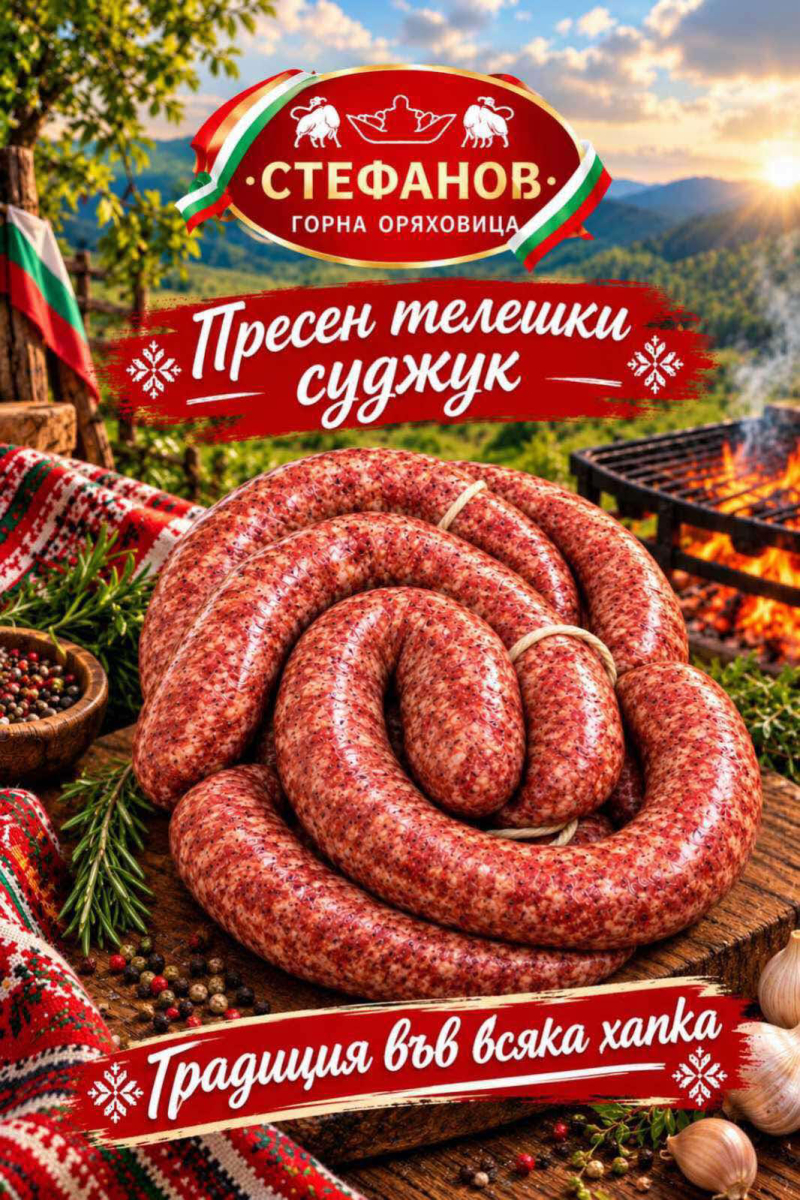 Промо Стефанов Пресен телешки суджук 1.200 кг/тарелка