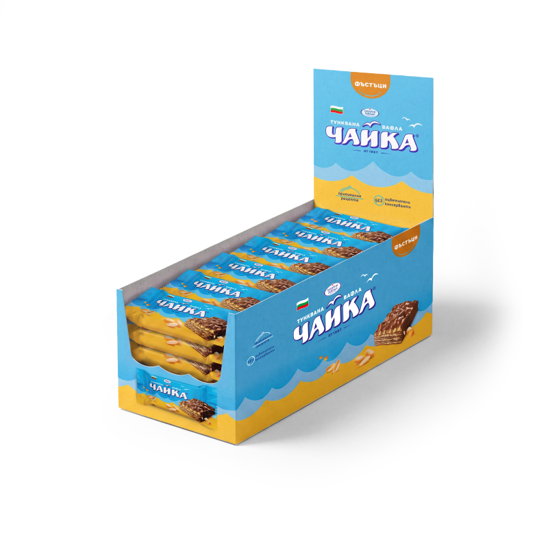 Вафла Тунквана Чайка с фъстъци 60 гр 24 бр/кутия