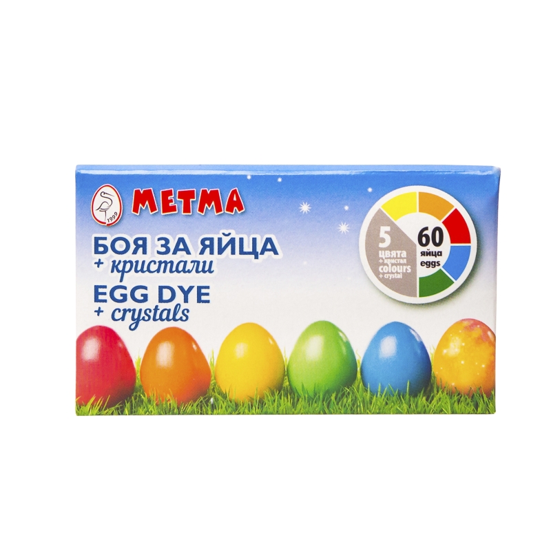 Метма Боя за яйца 5цвята + кристали 20 бр/кут